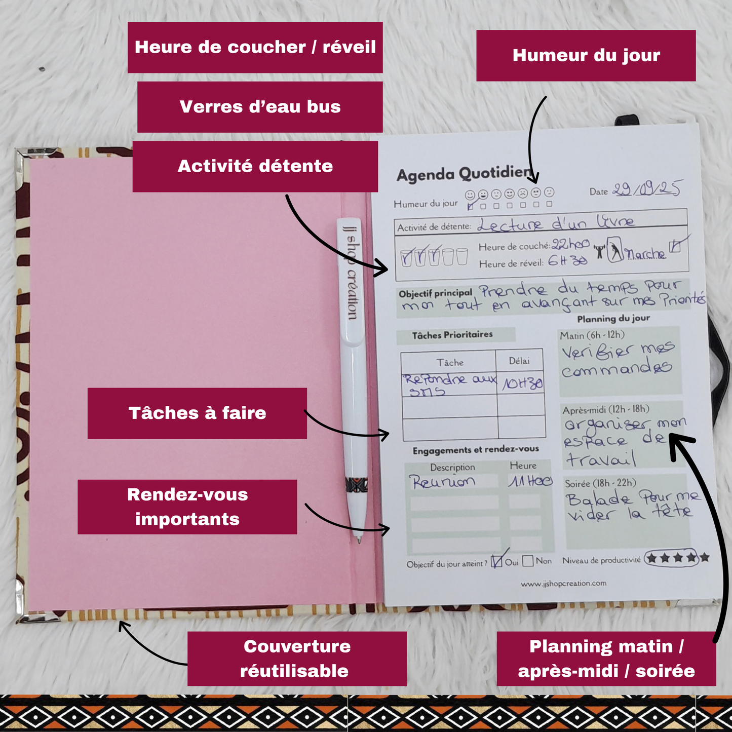 Agenda Journalier – Détachable & Rechargeable