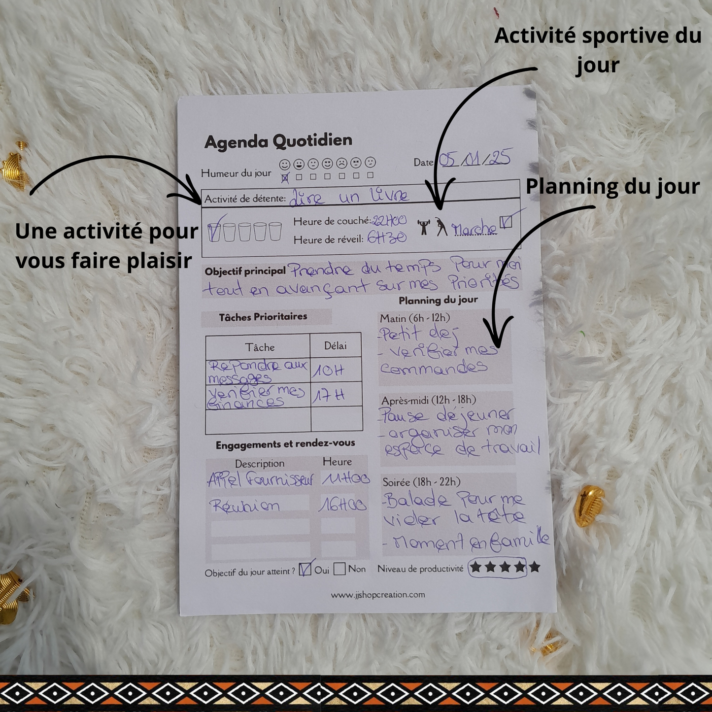 Recharge pour Agenda Journalier