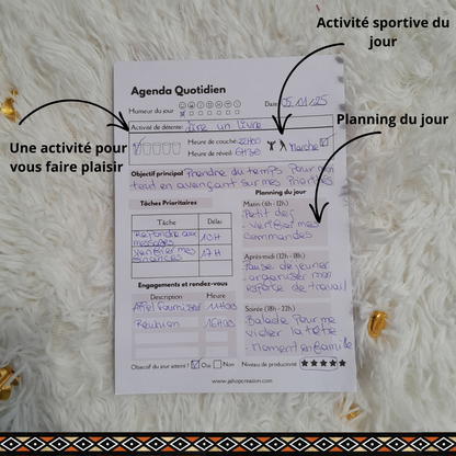 Recharge pour Agenda Journalier