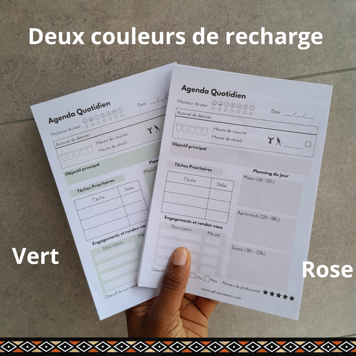 Recharge pour Agenda Journalier